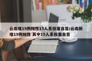 云南增19例阳性15人系投案自首/云南新增19例阳性 其中15人系投案自首